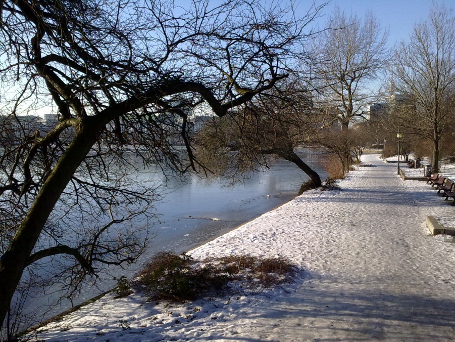 Inner Alster lake in winter 2